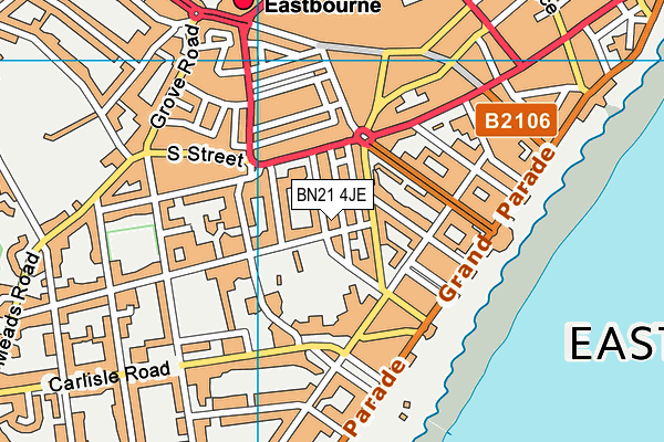 BN21 4JE map - OS VectorMap District (Ordnance Survey) BN21 4JE map - OS VectorMap District (Ordnance Survey)