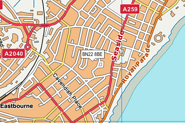 BN22 8BE map - OS VectorMap District (Ordnance Survey)