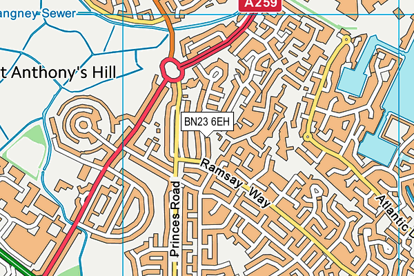 BN23 6EH map - OS VectorMap District (Ordnance Survey)