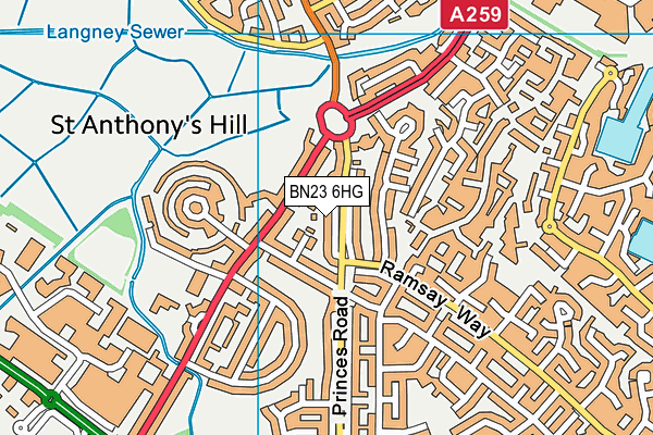 BN23 6HG map - OS VectorMap District (Ordnance Survey)