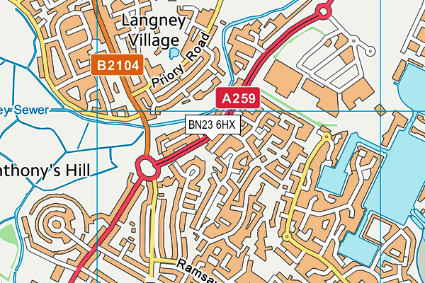 BN23 6HX map - OS VectorMap District (Ordnance Survey)
