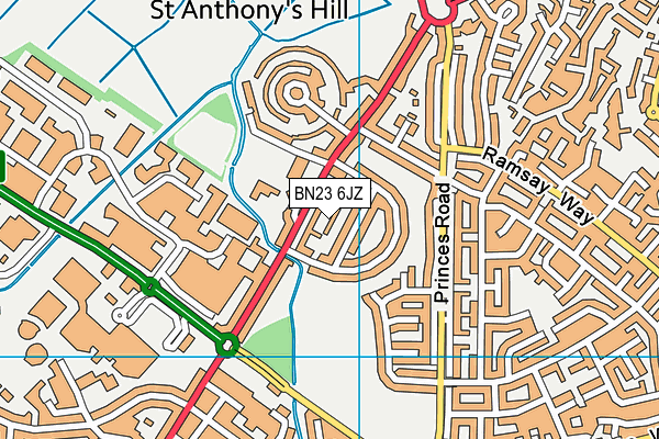 BN23 6JZ map - OS VectorMap District (Ordnance Survey)