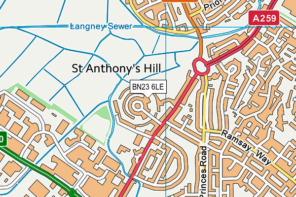 BN23 6LE map - OS VectorMap District (Ordnance Survey)