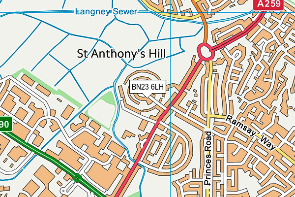 BN23 6LH map - OS VectorMap District (Ordnance Survey)