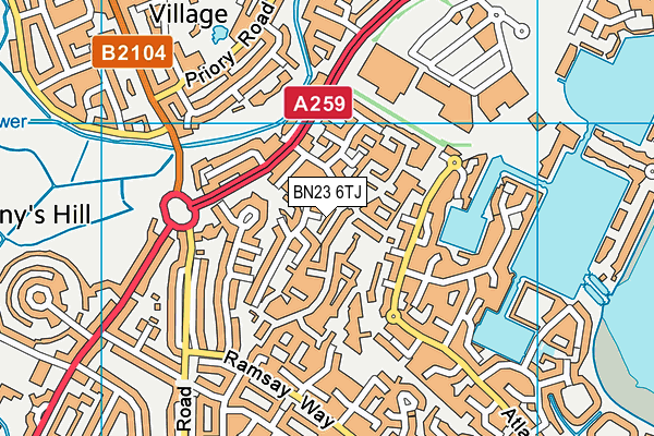 BN23 6TJ map - OS VectorMap District (Ordnance Survey)