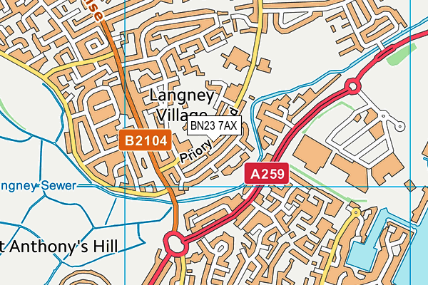 BN23 7AX map - OS VectorMap District (Ordnance Survey)