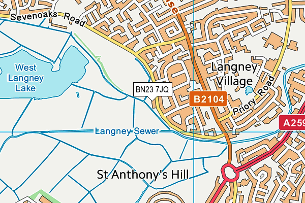 BN23 7JQ map - OS VectorMap District (Ordnance Survey) BN23 7JQ map - OS VectorMap District (Ordnance Survey)