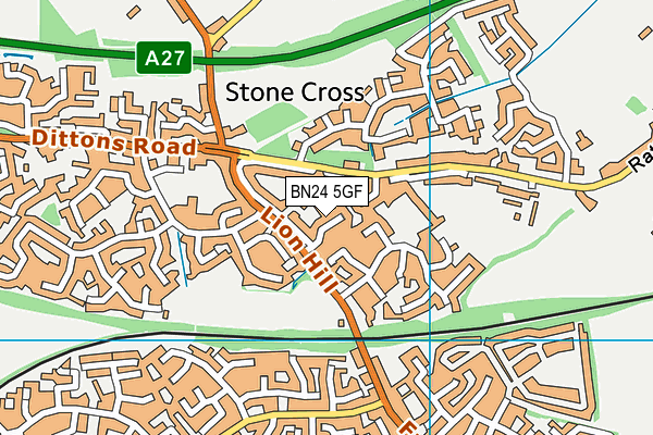 BN24 5GF map - OS VectorMap District (Ordnance Survey)