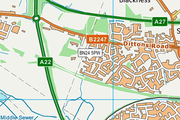 BN24 5PW map - OS VectorMap District (Ordnance Survey) BN24 5PW map - OS VectorMap District (Ordnance Survey)