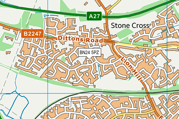 BN24 5PZ map - OS VectorMap District (Ordnance Survey)