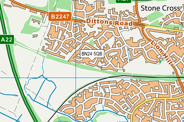 BN24 5QB map - OS VectorMap District (Ordnance Survey) BN24 5QB map - OS VectorMap District (Ordnance Survey)