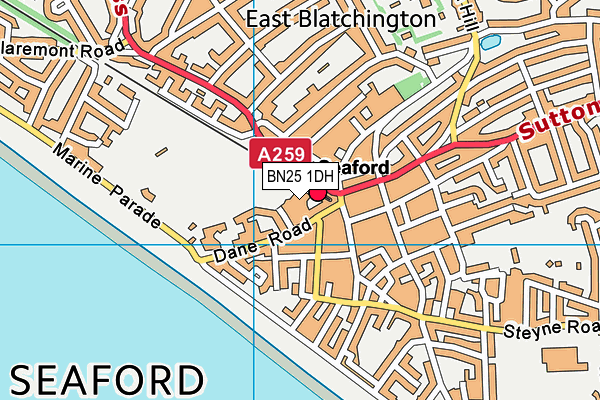 BN25 1DH map - OS VectorMap District (Ordnance Survey)