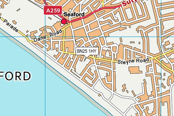 BN25 1HY map - OS VectorMap District (Ordnance Survey) BN25 1HY map - OS VectorMap District (Ordnance Survey)