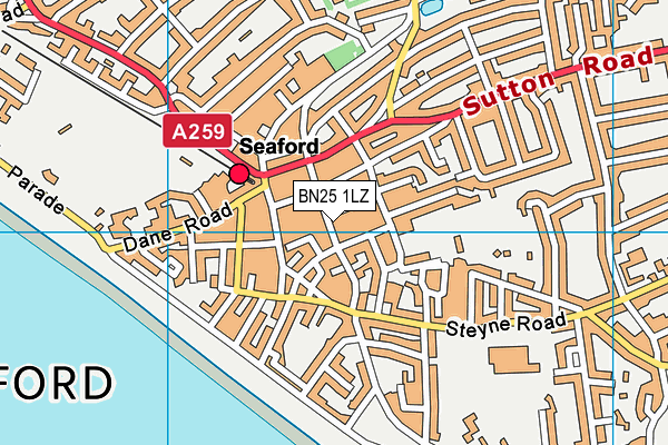 BN25 1LZ map - OS VectorMap District (Ordnance Survey)