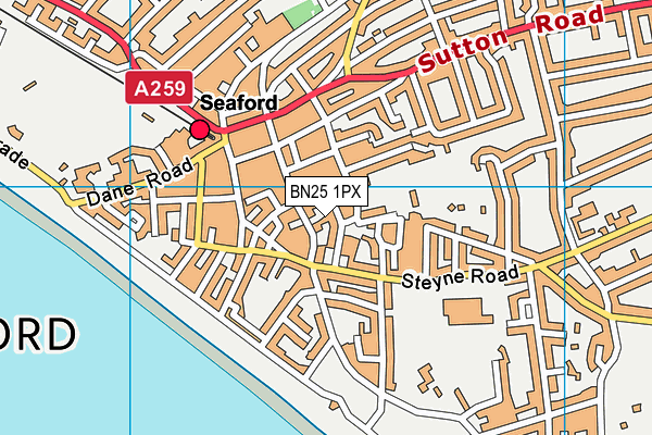 BN25 1PX map - OS VectorMap District (Ordnance Survey)