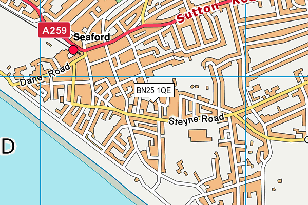 BN25 1QE map - OS VectorMap District (Ordnance Survey)