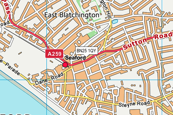 BN25 1QY map - OS VectorMap District (Ordnance Survey)
