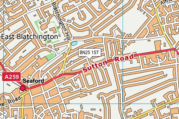 BN25 1ST map - OS VectorMap District (Ordnance Survey)