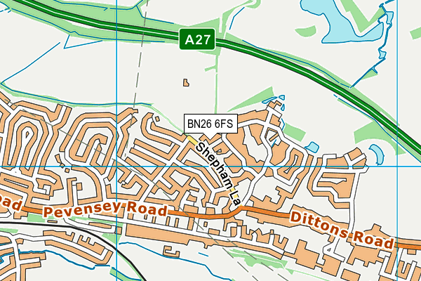 BN26 6FS map - OS VectorMap District (Ordnance Survey) BN26 6FS map - OS VectorMap District (Ordnance Survey)