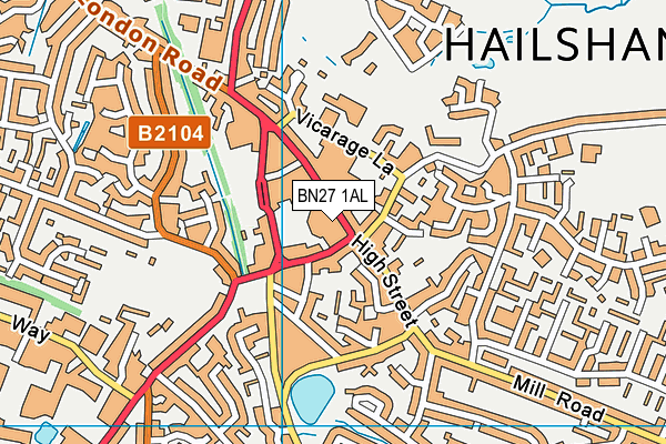 BN27 1AL map - OS VectorMap District (Ordnance Survey) BN27 1AL map - OS VectorMap District (Ordnance Survey)