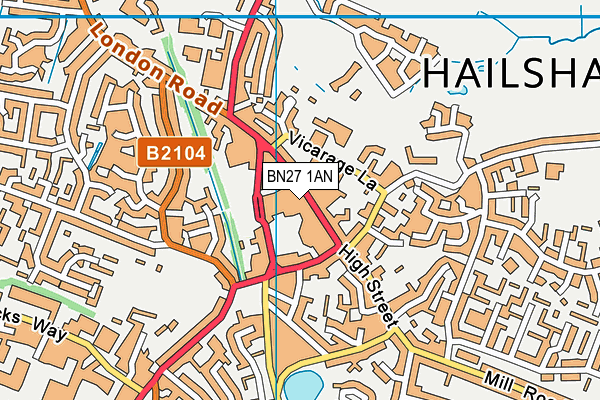 BN27 1AN map - OS VectorMap District (Ordnance Survey) BN27 1AN map - OS VectorMap District (Ordnance Survey)