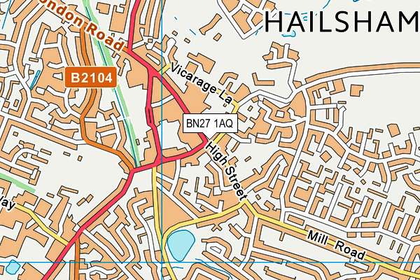 BN27 1AQ map - OS VectorMap District (Ordnance Survey) BN27 1AQ map - OS VectorMap District (Ordnance Survey)