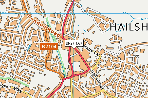 BN27 1AR map - OS VectorMap District (Ordnance Survey) BN27 1AR map - OS VectorMap District (Ordnance Survey)