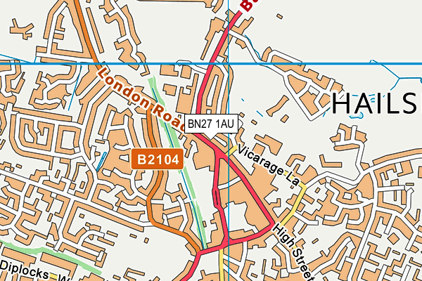 BN27 1AU map - OS VectorMap District (Ordnance Survey)