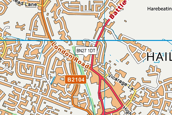 BN27 1DT map - OS VectorMap District (Ordnance Survey)