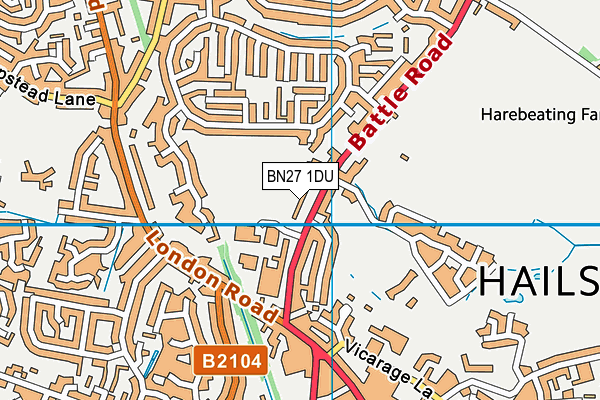 BN27 1DU map - OS VectorMap District (Ordnance Survey) BN27 1DU map - OS VectorMap District (Ordnance Survey)