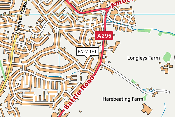 BN27 1ET map - OS VectorMap District (Ordnance Survey) BN27 1ET map - OS VectorMap District (Ordnance Survey)