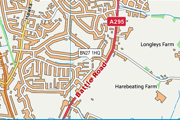 BN27 1HQ map - OS VectorMap District (Ordnance Survey)