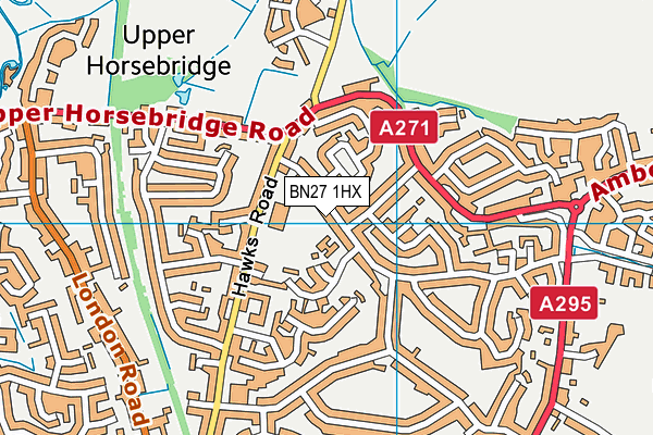 BN27 1HX map - OS VectorMap District (Ordnance Survey) BN27 1HX map - OS VectorMap District (Ordnance Survey)