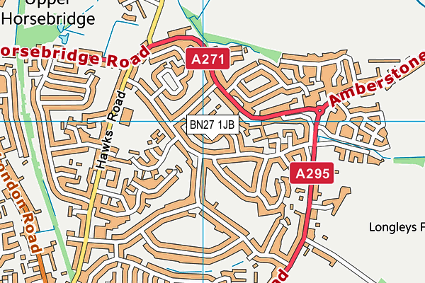 BN27 1JB map - OS VectorMap District (Ordnance Survey) BN27 1JB map - OS VectorMap District (Ordnance Survey)