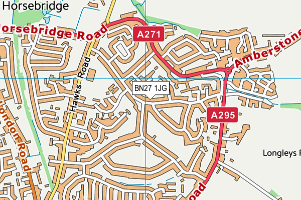 BN27 1JG map - OS VectorMap District (Ordnance Survey) BN27 1JG map - OS VectorMap District (Ordnance Survey)