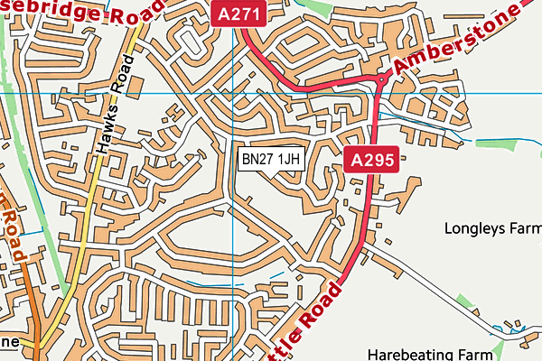 BN27 1JH map - OS VectorMap District (Ordnance Survey)