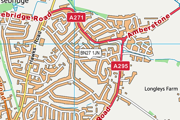 BN27 1JN map - OS VectorMap District (Ordnance Survey)