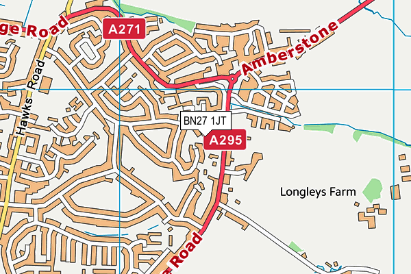 BN27 1JT map - OS VectorMap District (Ordnance Survey)
