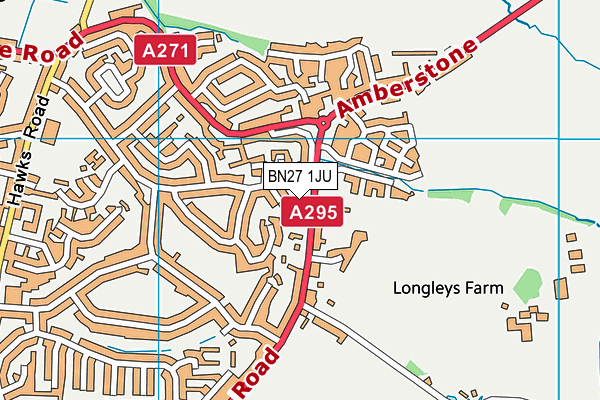 BN27 1JU map - OS VectorMap District (Ordnance Survey) BN27 1JU map - OS VectorMap District (Ordnance Survey)