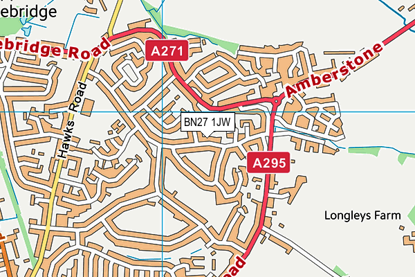 BN27 1JW map - OS VectorMap District (Ordnance Survey) BN27 1JW map - OS VectorMap District (Ordnance Survey)