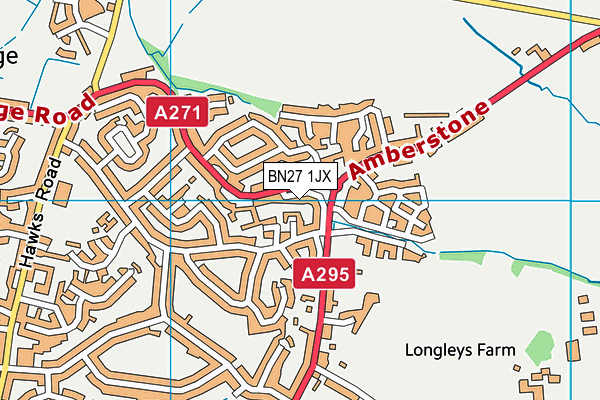 BN27 1JX map - OS VectorMap District (Ordnance Survey) BN27 1JX map - OS VectorMap District (Ordnance Survey)