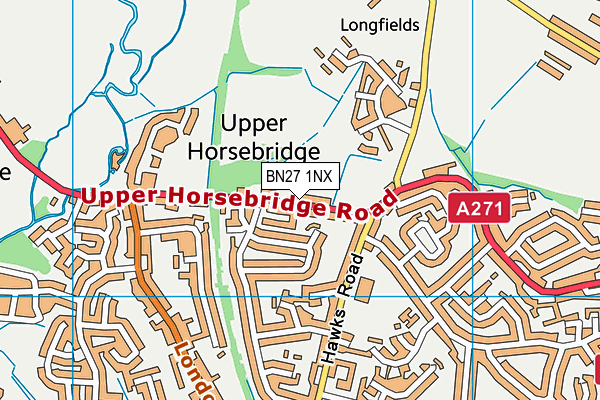 BN27 1NX map - OS VectorMap District (Ordnance Survey)