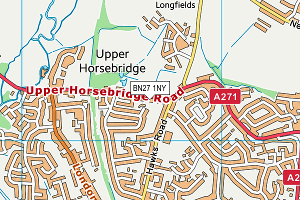 BN27 1NY map - OS VectorMap District (Ordnance Survey) BN27 1NY map - OS VectorMap District (Ordnance Survey)