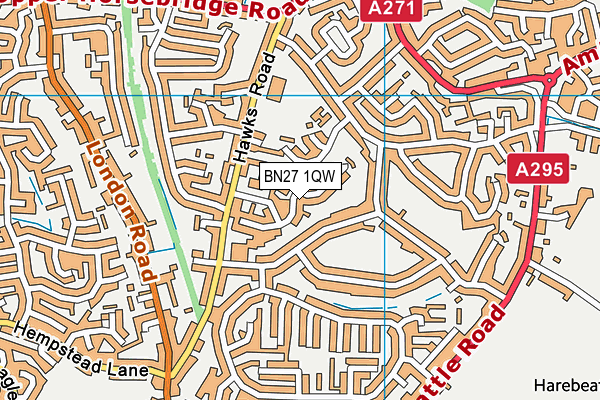 BN27 1QW map - OS VectorMap District (Ordnance Survey) BN27 1QW map - OS VectorMap District (Ordnance Survey)