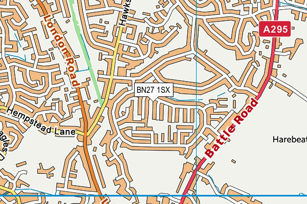 BN27 1SX map - OS VectorMap District (Ordnance Survey) BN27 1SX map - OS VectorMap District (Ordnance Survey)