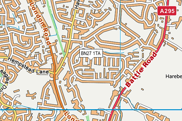 BN27 1TA map - OS VectorMap District (Ordnance Survey) BN27 1TA map - OS VectorMap District (Ordnance Survey)