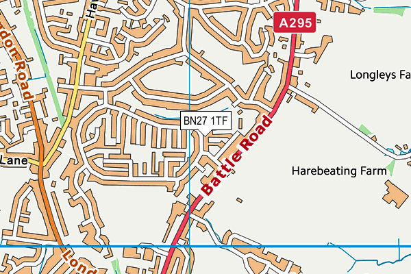 BN27 1TF map - OS VectorMap District (Ordnance Survey) BN27 1TF map - OS VectorMap District (Ordnance Survey)