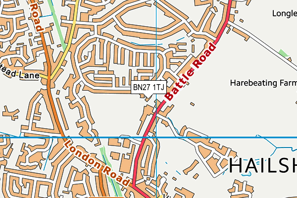 BN27 1TJ map - OS VectorMap District (Ordnance Survey) BN27 1TJ map - OS VectorMap District (Ordnance Survey)