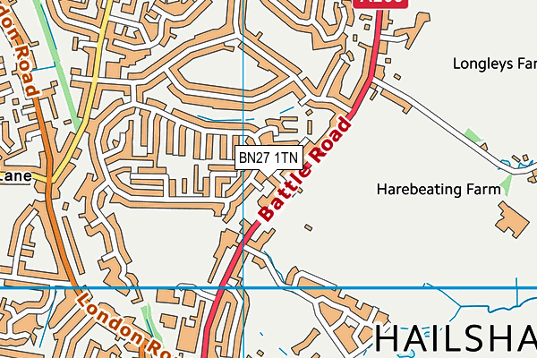 BN27 1TN map - OS VectorMap District (Ordnance Survey) BN27 1TN map - OS VectorMap District (Ordnance Survey)