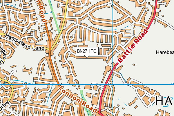 BN27 1TQ map - OS VectorMap District (Ordnance Survey)